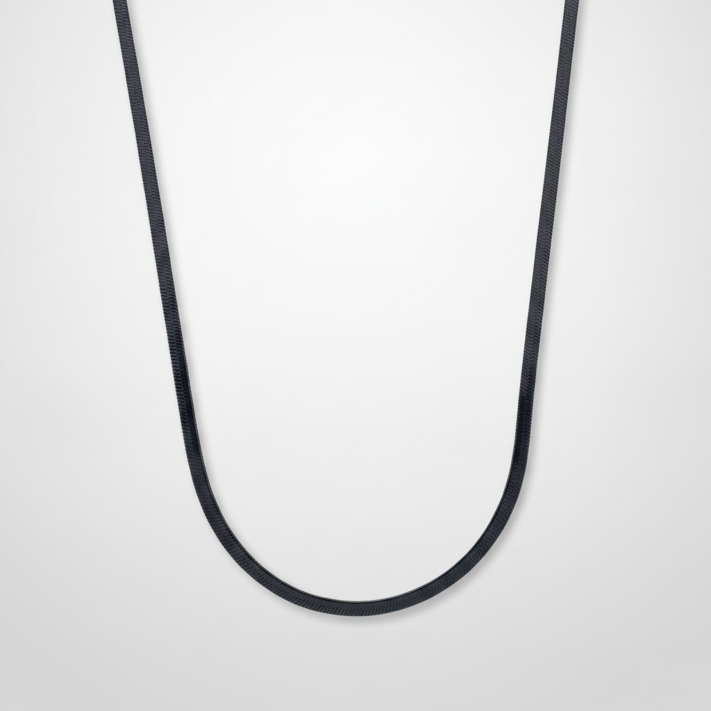 Men's Black Snake Chain Necklace – Sleek & Minimalist
