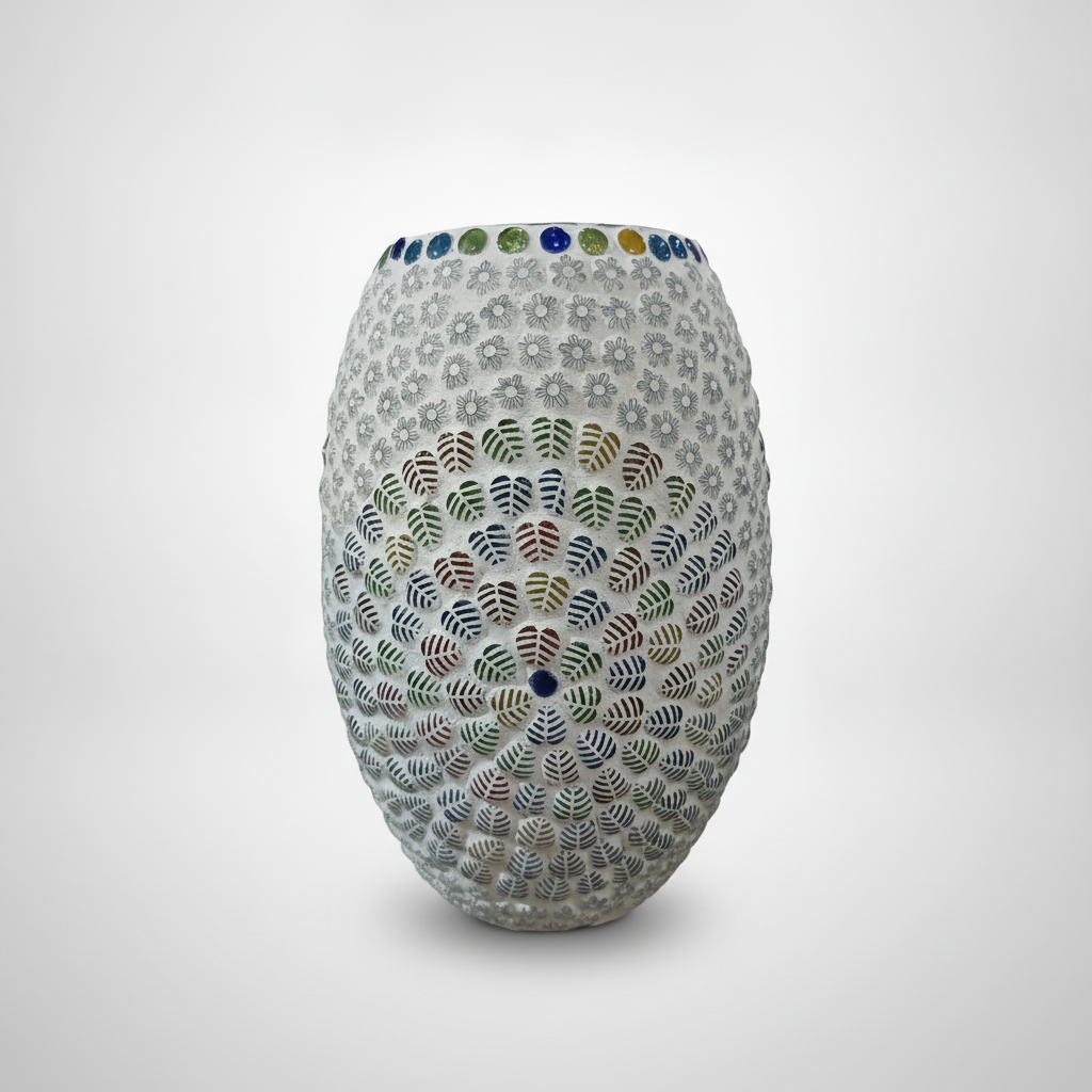 Mosaic Glass Leaf & Flower Decorative Table Lamp