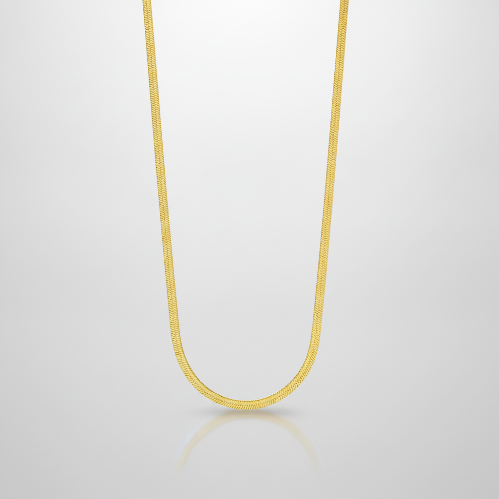 Men's Gold Herringbone Snake Chain Necklace
