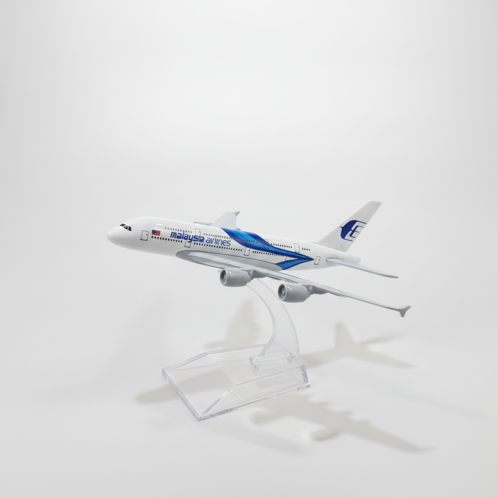 Malaysia Airlines A380 Die-Cast Model Plane with Display Stand