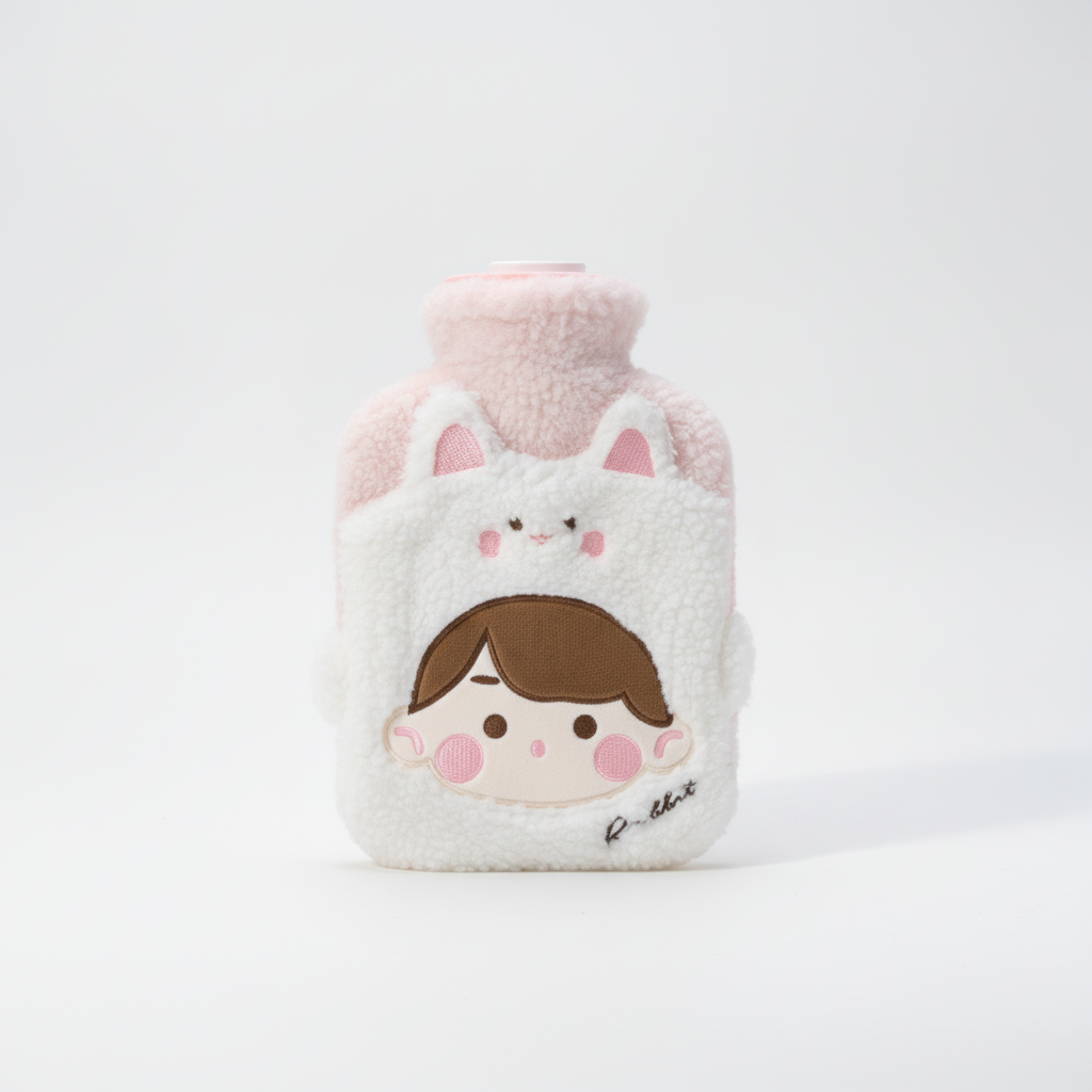 Cute Rabbit Plush Hot Water Bottle with Cozy Fleece Cover