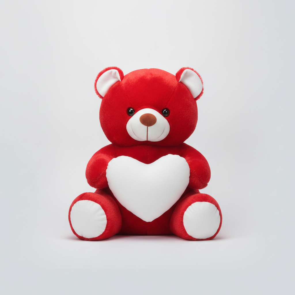 Red Valentine Teddy Bear Plush Toy with White Heart