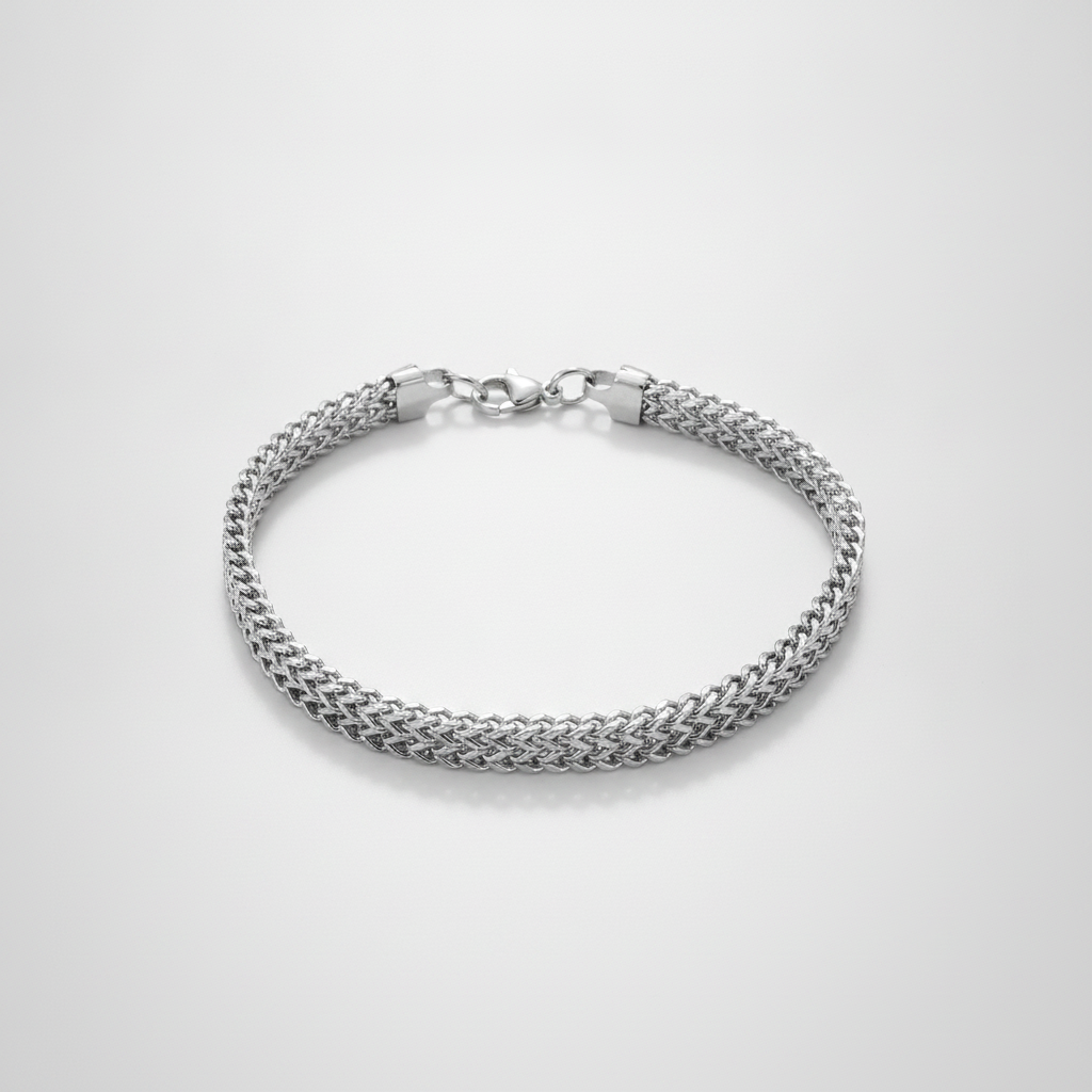 Men's Silver Double Franco Chain Bracelet – Stainless Steel
