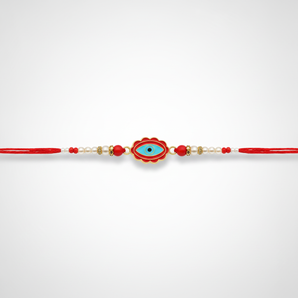 Evil Eye Rakhi Bracelet – Red Thread with Turquoise Charm