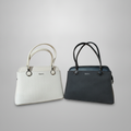 Exotic Saffiano Structured Handbag – Cream & Black