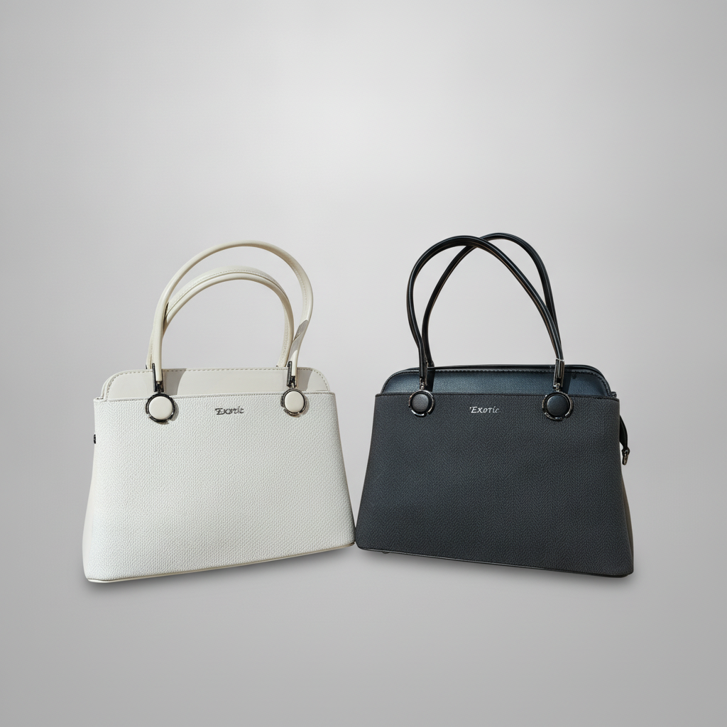 Exotic Saffiano Structured Handbag – Cream & Black