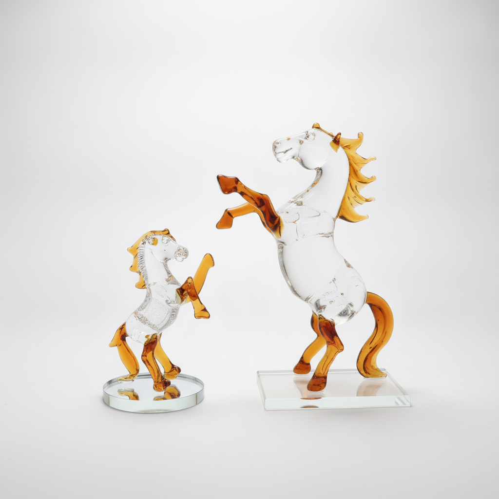 Rearing Horse Crystal Glass Figurine Showpiece