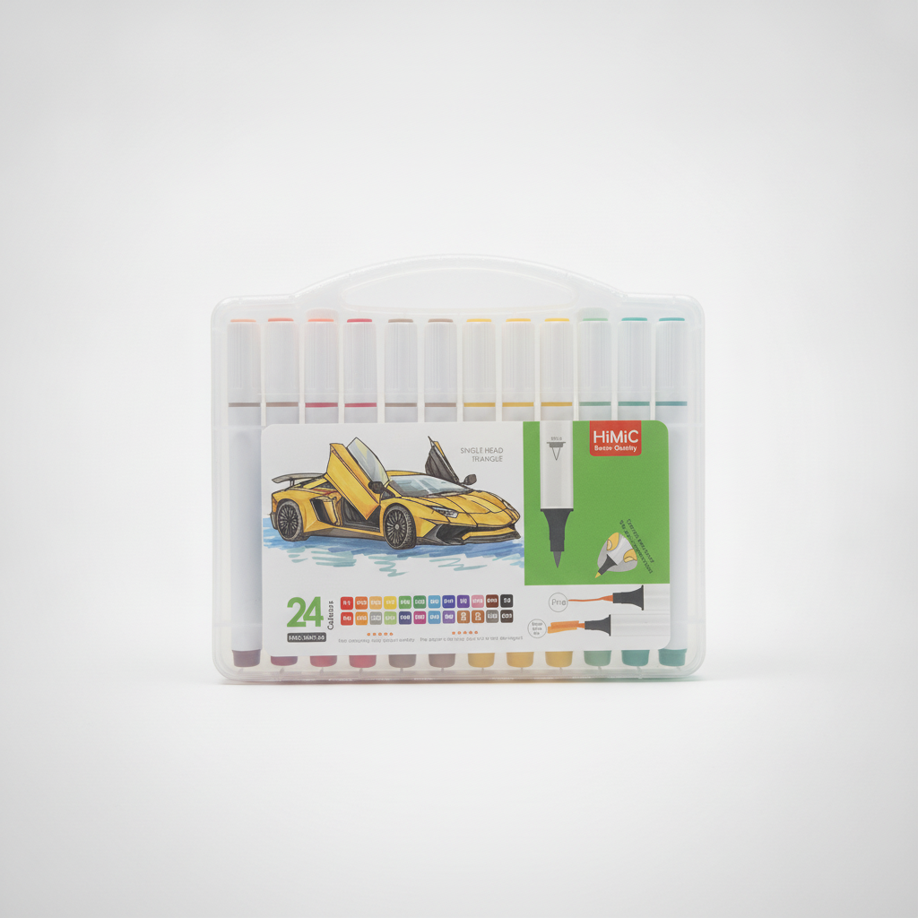 HiMiC 24-Color Single Head Triangle Art Markers Set