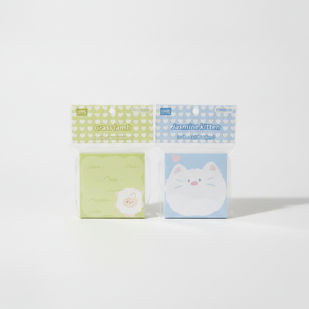 HiMiC Cute Animal Sticky Notes – 100 Sheets (Lamb & Kitten)