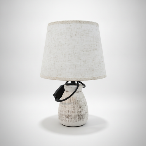 Rustic Ceramic Table Lamp with Linen Shade