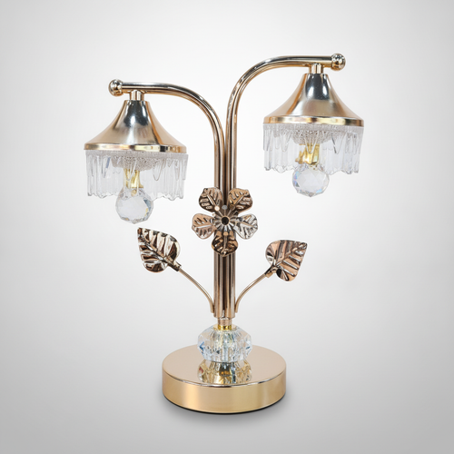 Elegant Gold Crystal Chandelier Table Lamp – 3 Light Modes