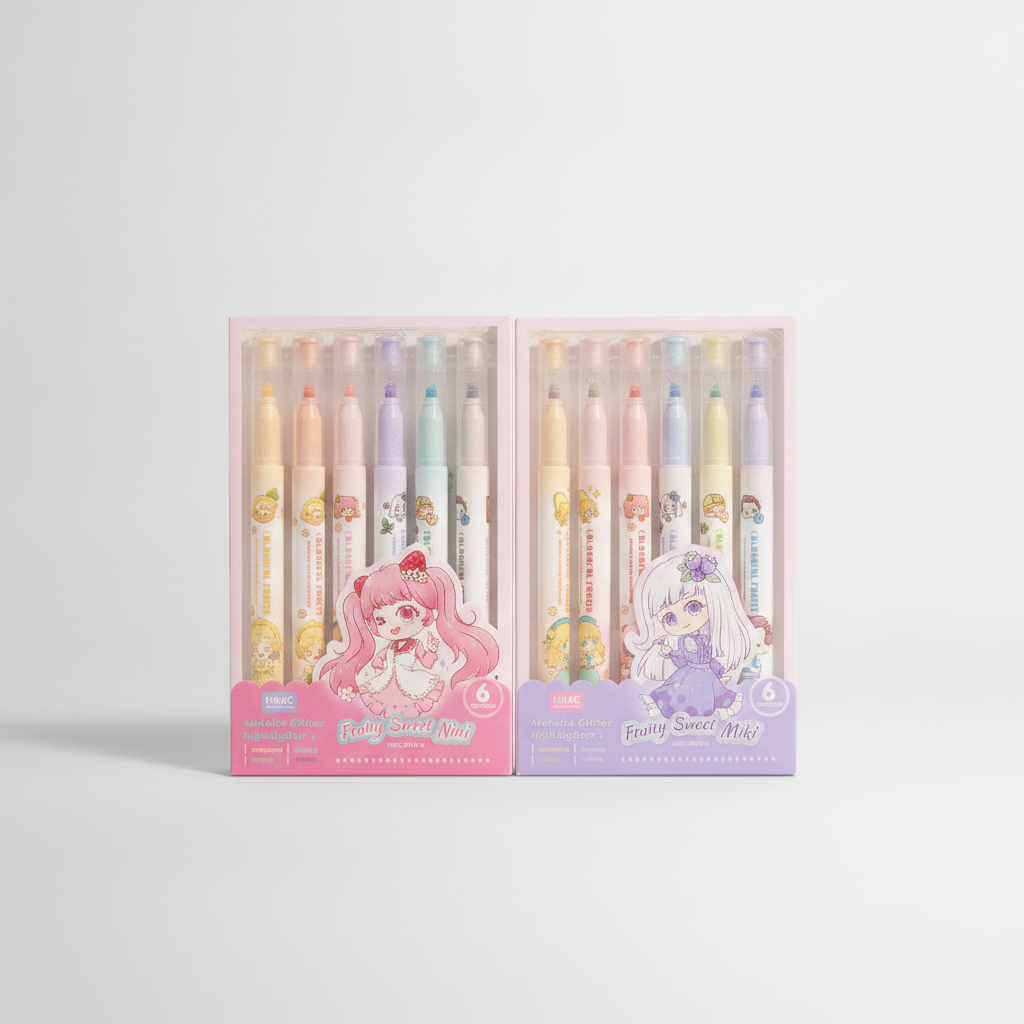 HiMiC Fruity Sweet Metallic Glitter Highlighter Set – 6 Colors