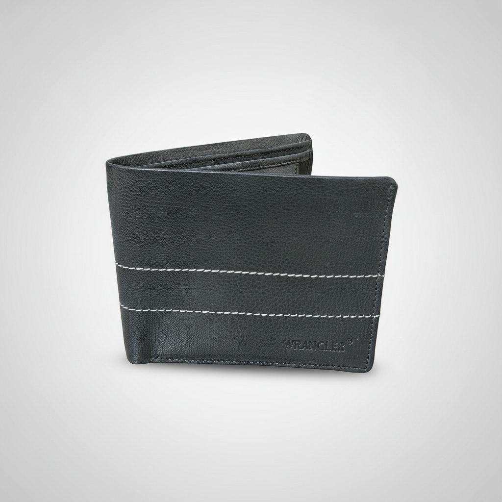 Wrangler Men's Black Leather Bifold Wallet