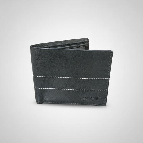 Wrangler Men's Black Leather Bifold Wallet