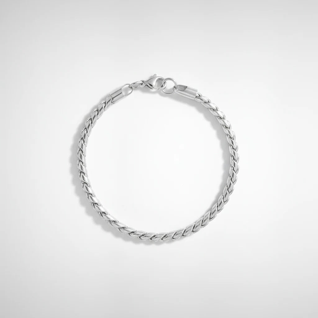 Silver Twisted Rope Chain Bracelet with Lobster Clasp