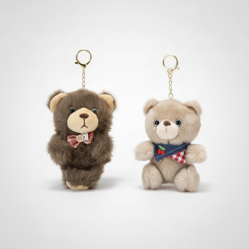 Adorable Plush Bear Keychain – Cute Soft Toy Bag Charm