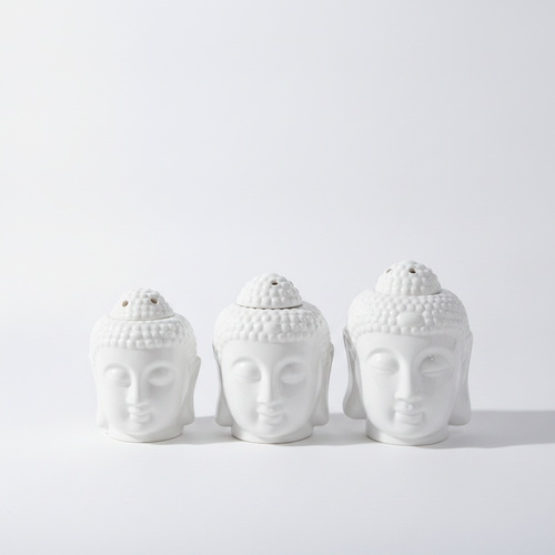 White Ceramic Buddha Head Aromatherapy Oil Burner