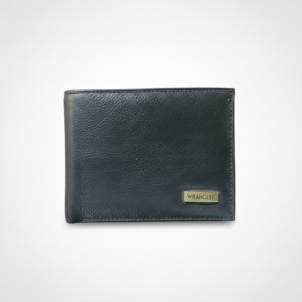 Wrangler Men's Black Leather Bifold Wallet