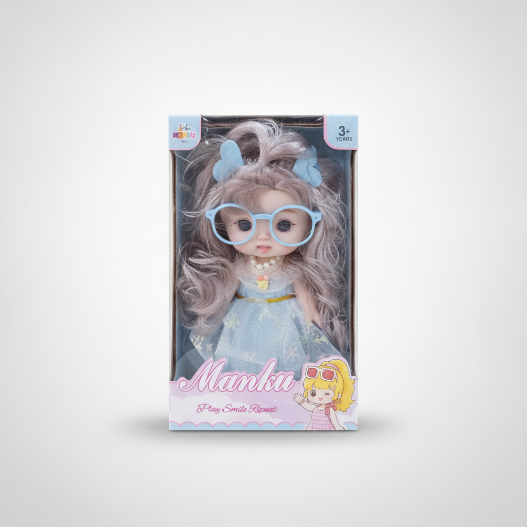 Manku Fashion Doll with Glasses & Blue Tulle Dress
