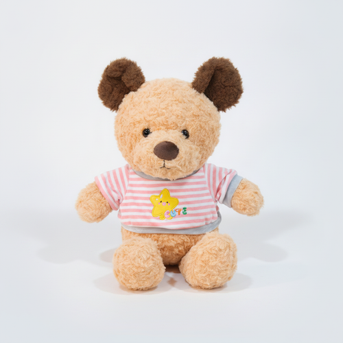Adorable Fluffy Teddy Bear Plush Toy with Cute Star Tee