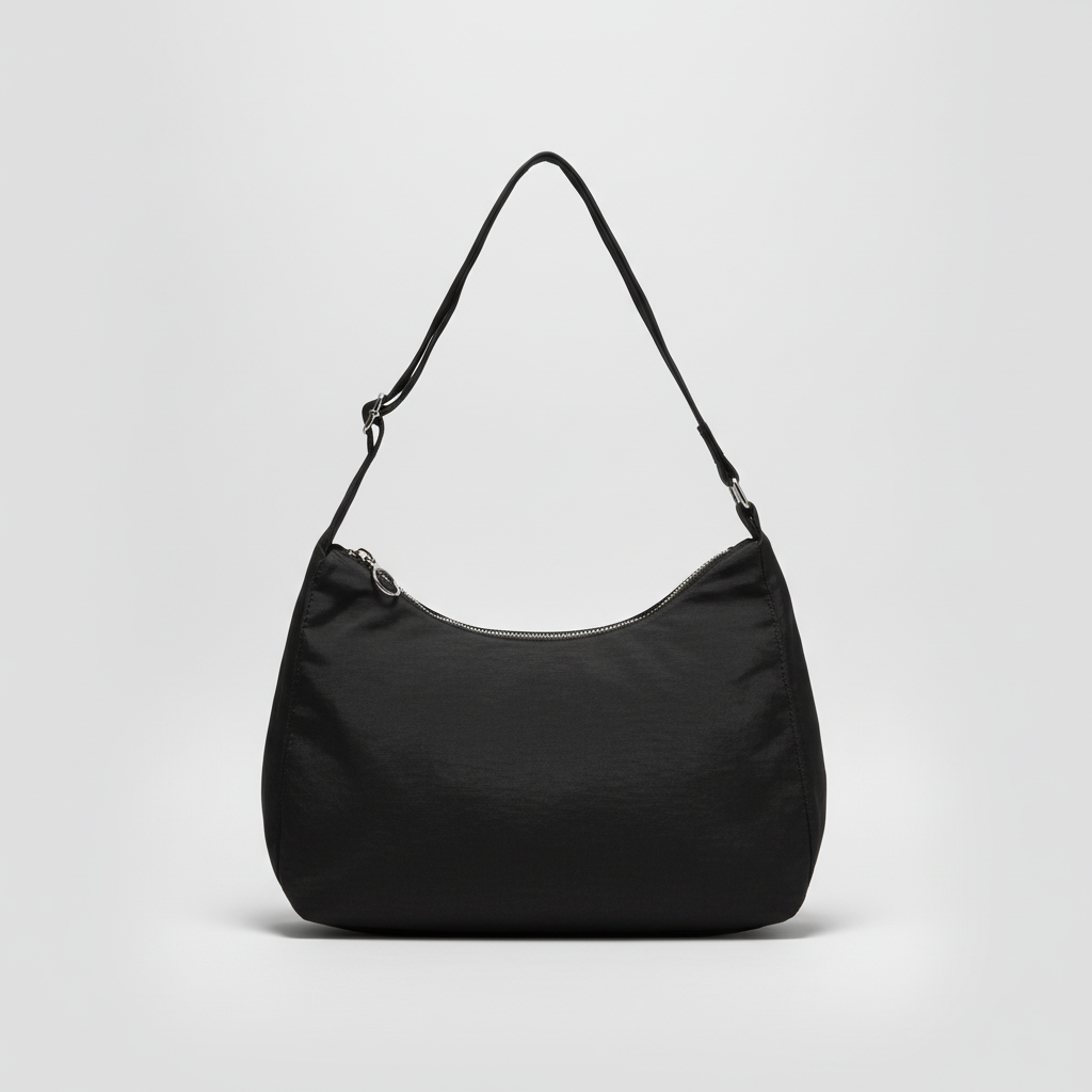 Black Nylon Hobo Shoulder Bag – Unisex Everyday Carry