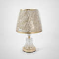 Crystal Base Table Lamp with Gold Lace Fabric Shade
