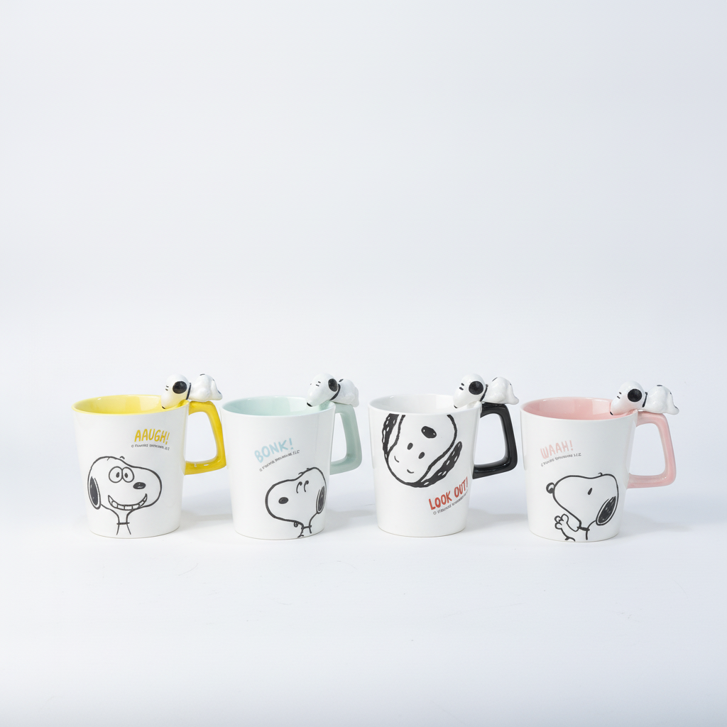 Snoopy Peanuts 3D Figure Handle Ceramic Mug – Set of 4