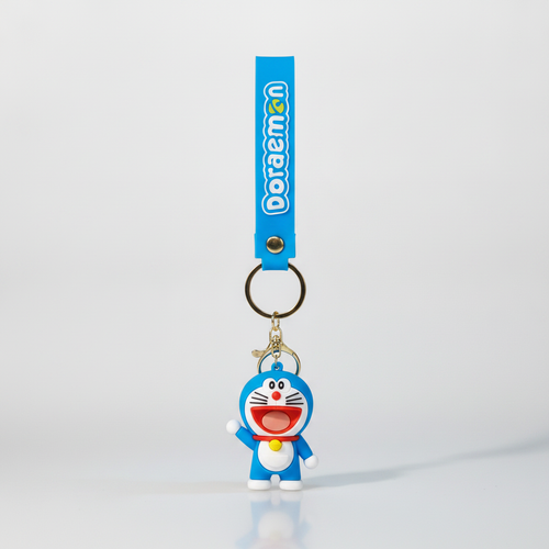 Doraemon 3D Figure Keychain with Blue Silicone Wrist Strap