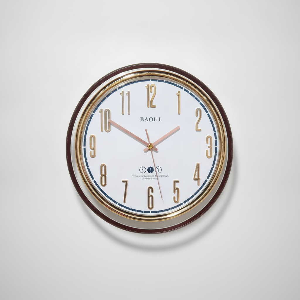Baoli Elegant Gold Wall Clock with Double Ring Frame