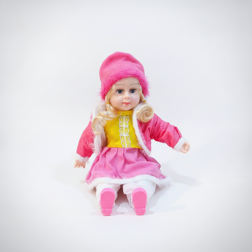 Musical Baby Girl Doll with Pink Winter Outfit & Hat