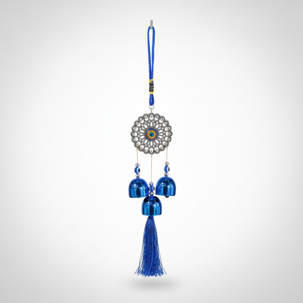 Blue Evil Eye Om Mandala Wind Chime Hanging Decor
