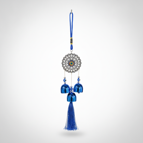 Blue Evil Eye Om Mandala Wind Chime Hanging Decor
