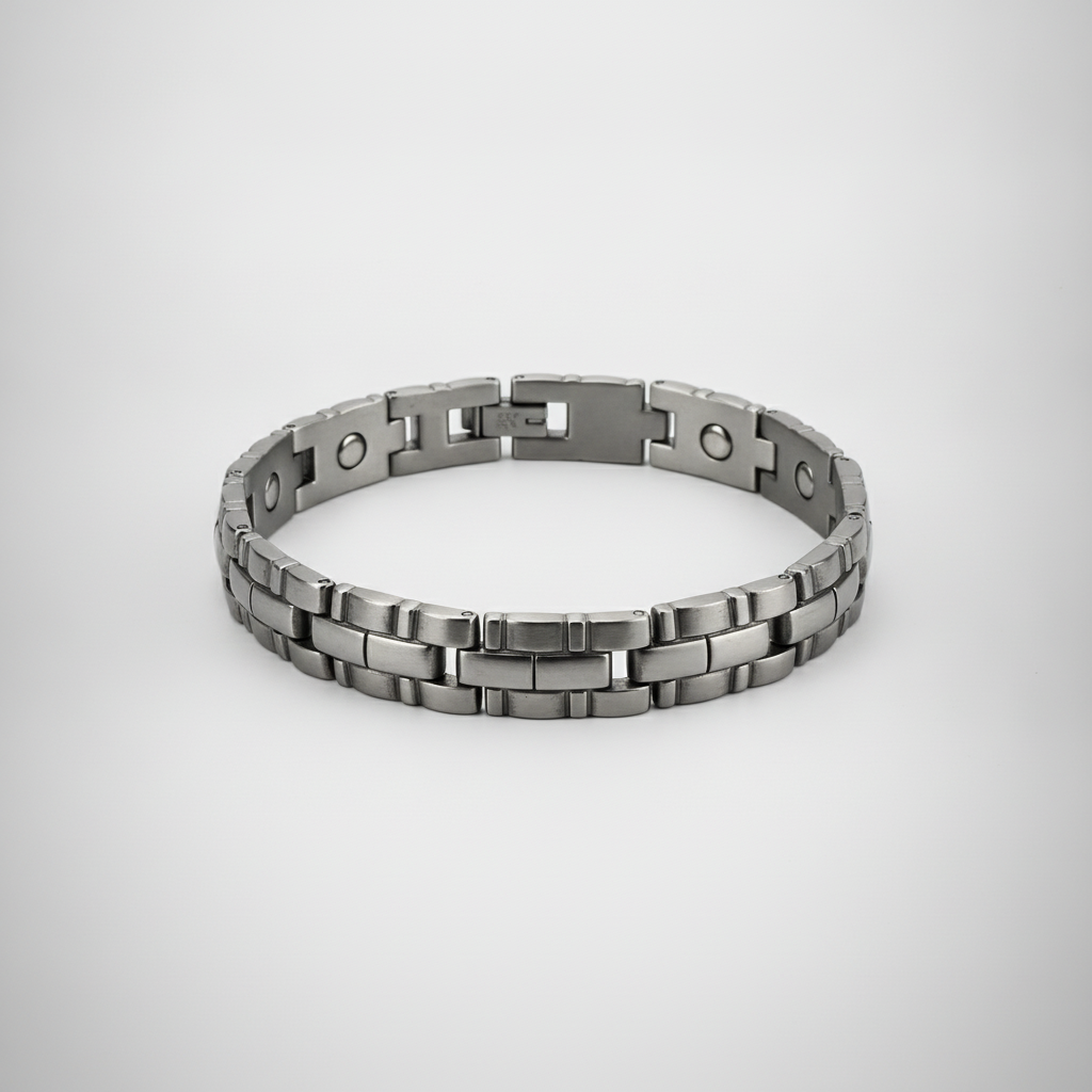 Men's Stainless Steel Magnetic Link Bracelet – Silver