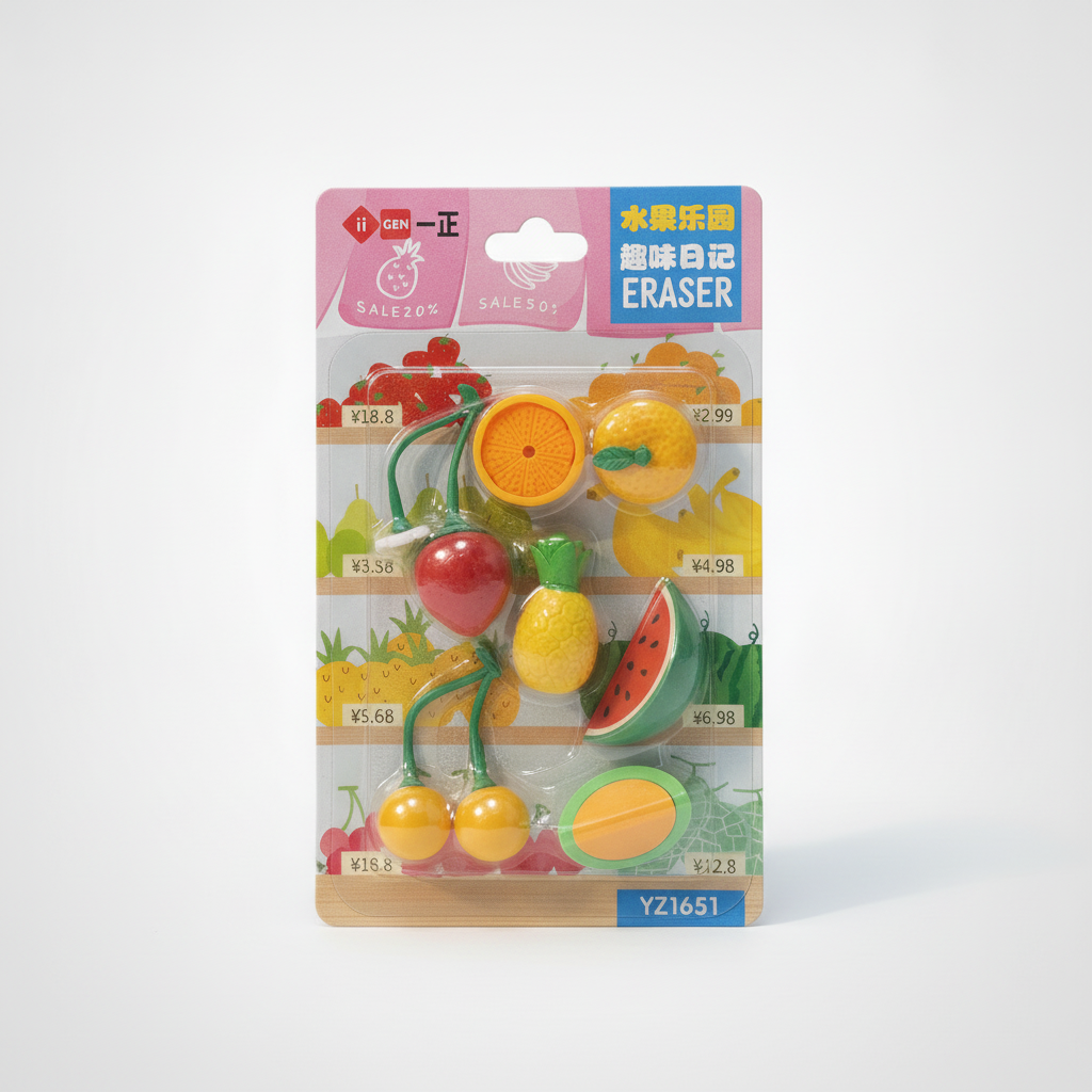 Fruit-Shaped Novelty Erasers Set – Fun Kids Stationery (8pc)
