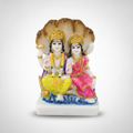 Vishnu Lakshmi Marble Figurine with Shell Backdrop
