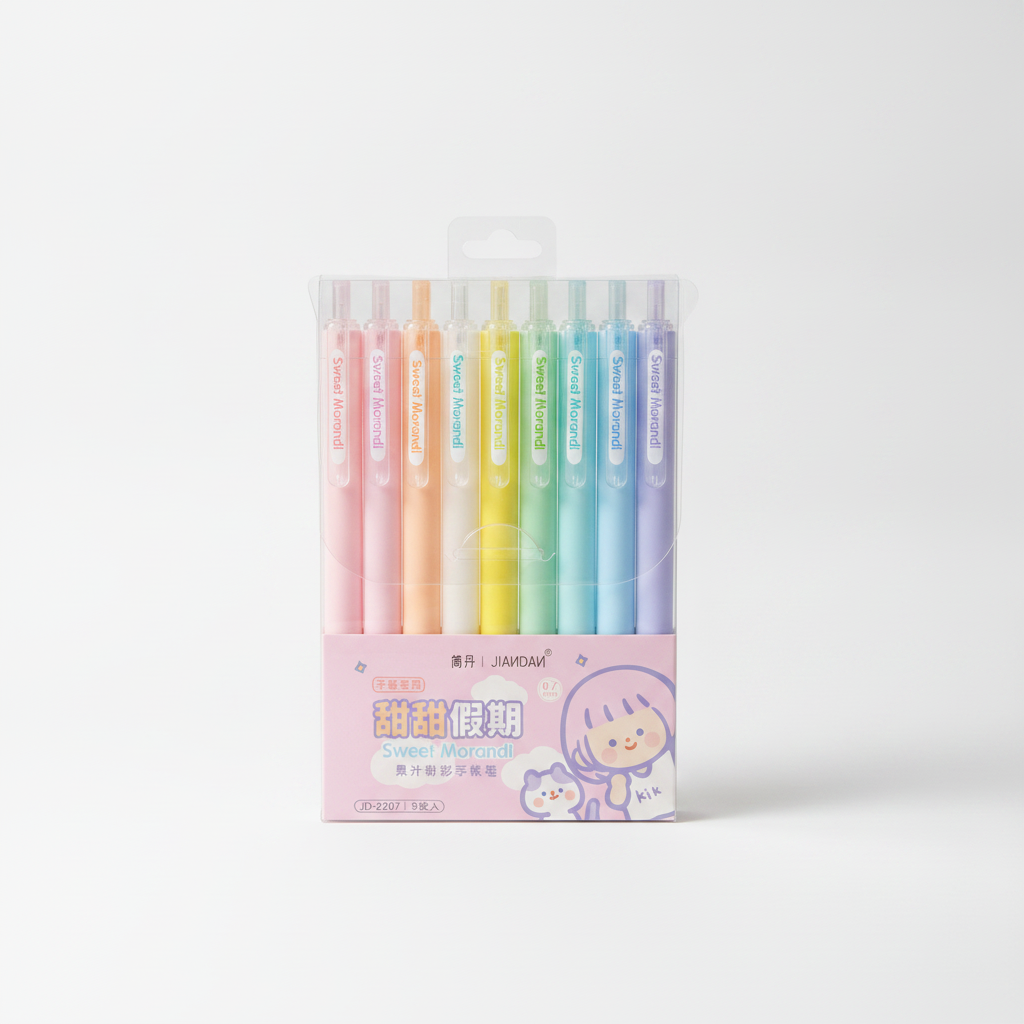 Sweet Morandi Pastel Gel Pens Set of 9 – Journaling & Planner Pens