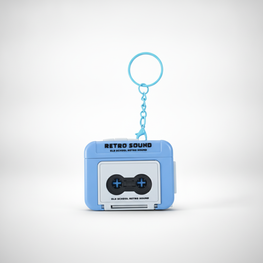 Retro Sound Cassette Tape Keychain with Recorded Music