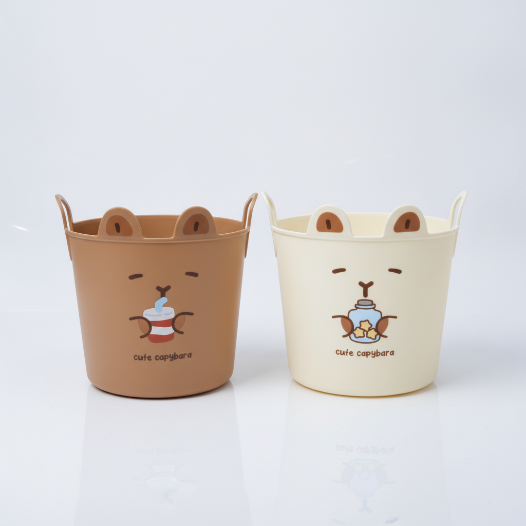 Cute Capybara Desk Organizer Bucket – Kawaii Storage Bin