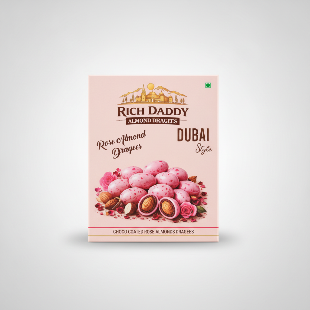 Rich Daddy Rose Almond Dragees – Dubai Style Choco Coated