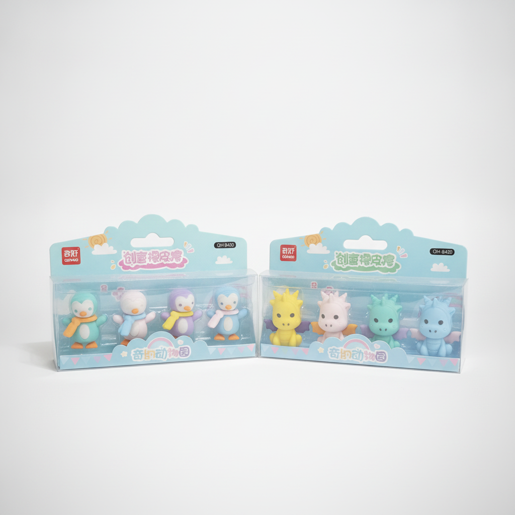 QIHAO Cute Animal Eraser Set – 4-Pack for Kids (QH-8420)