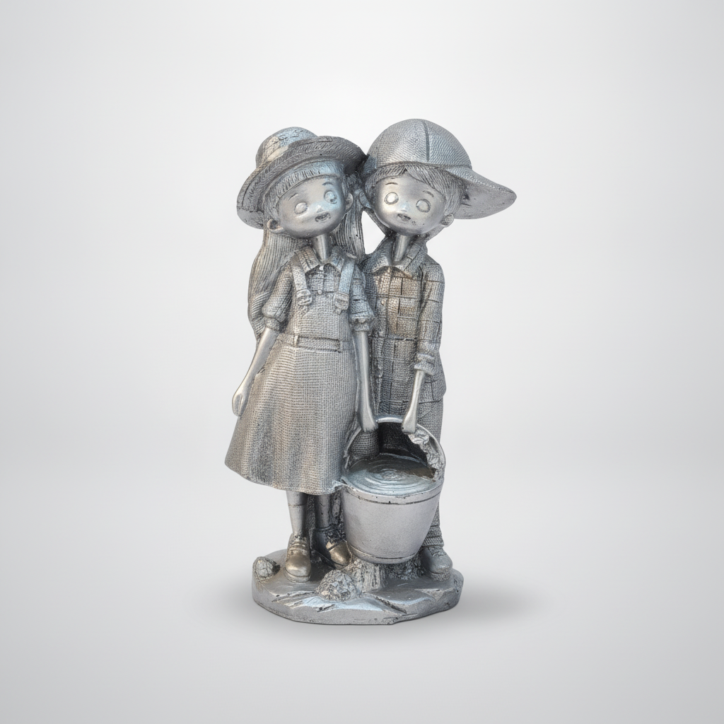 Jack & Jill Silver Figurine | Poly Resin Collectible Statue