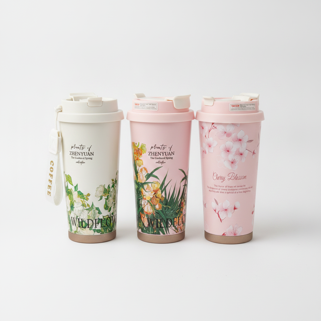 Insulated Vintage Floral Coffee Tumbler – 500ml