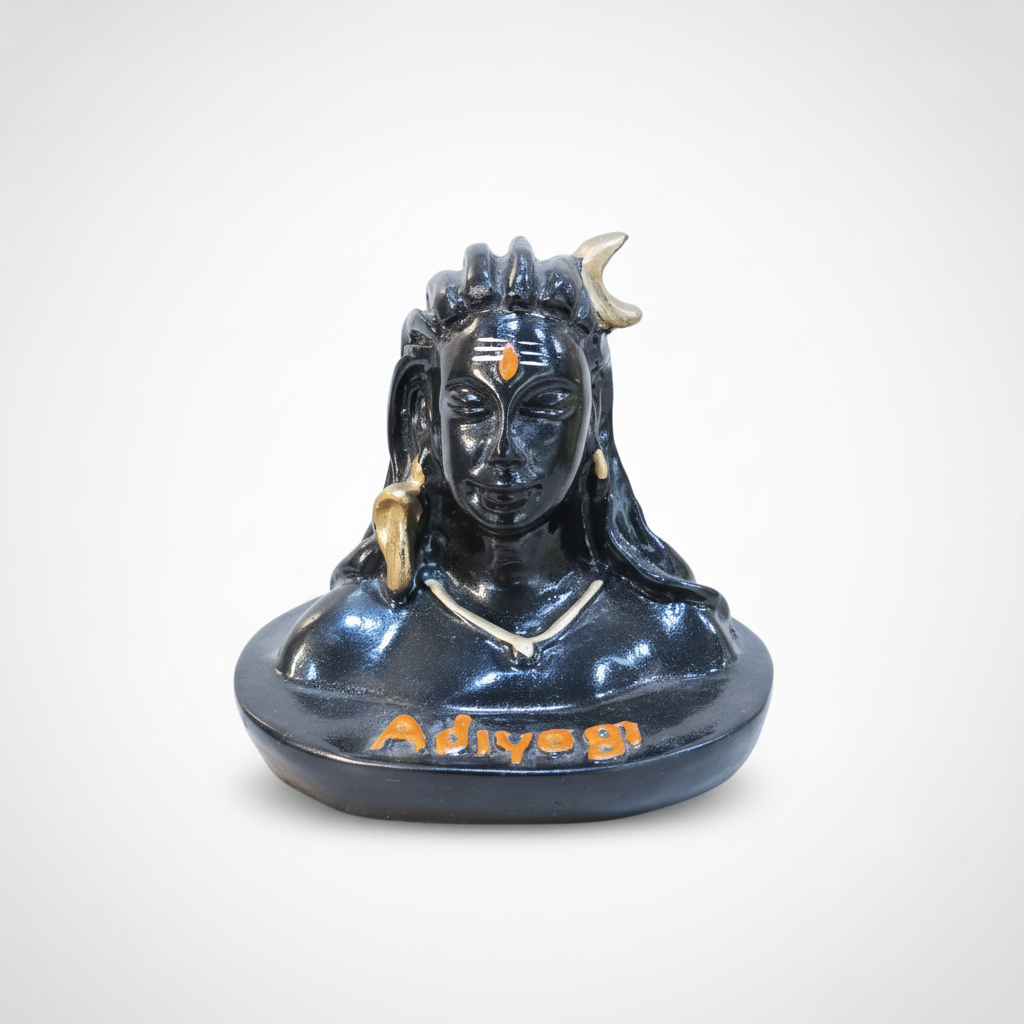 Adiyogi Shiva Car Dashboard Idol – Black & Gold Finish