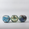 Hand-Painted Round Glass Vase – Marble Art Bowl