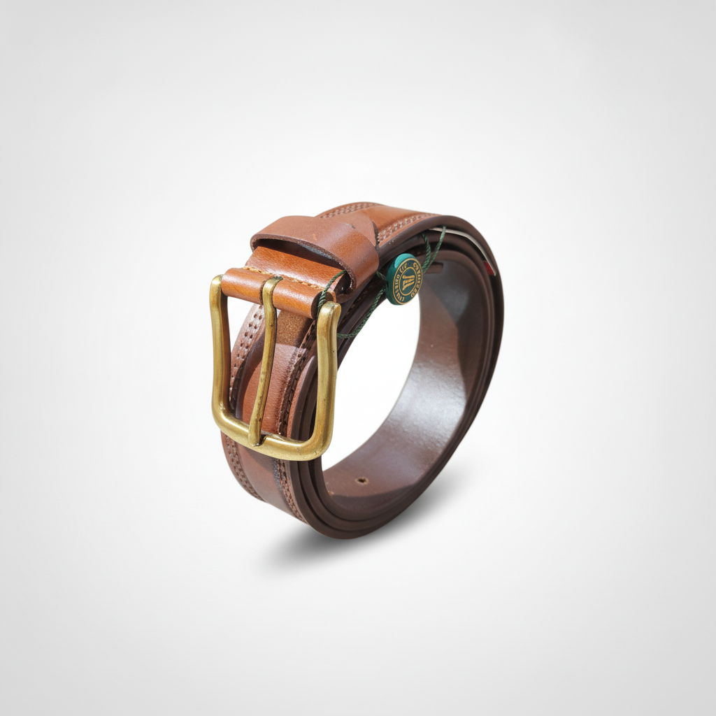 Wrangler Men's Genuine Leather Belt – Tan Brown