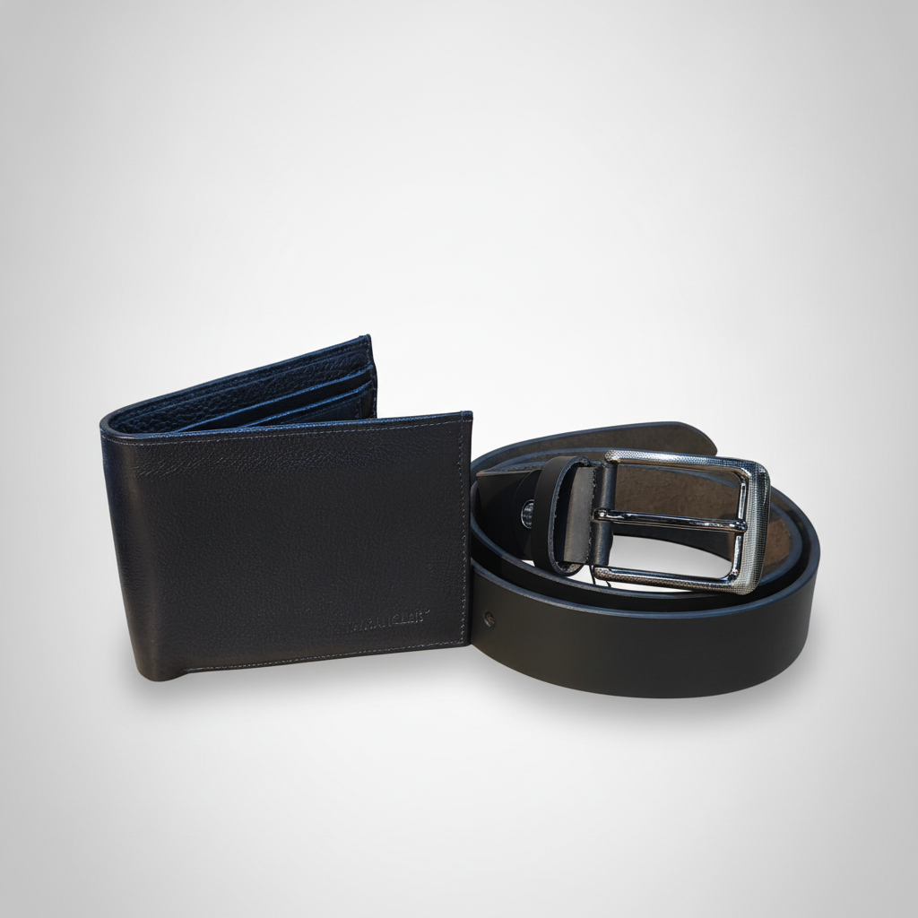 Wrangler Men's Leather Wallet & Belt Gift Set – Black