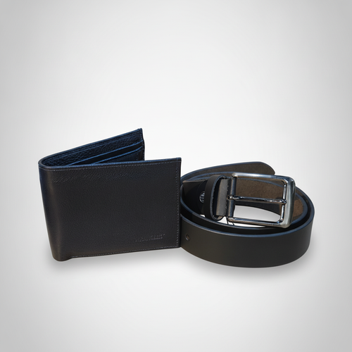 Wrangler Men's Leather Wallet & Belt Gift Set – Black
