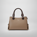 Exotic Premium Structured Satchel Handbag – Taupe & Brown