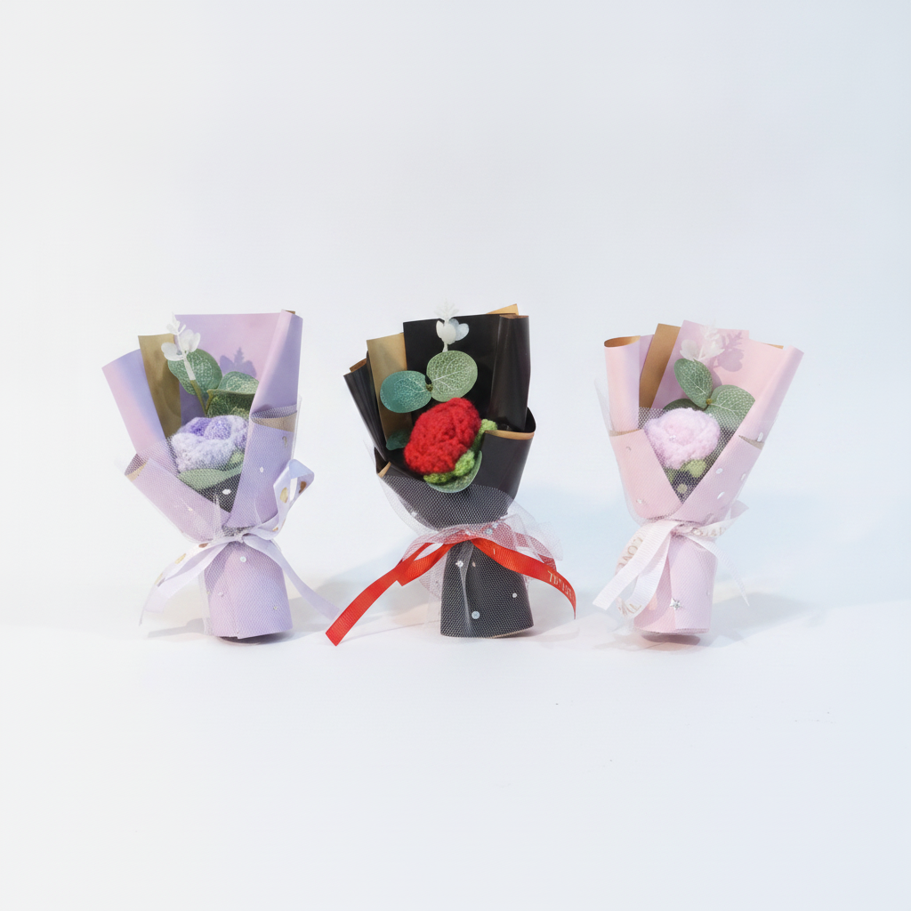 Handmade Crochet Mini Flower Bouquet – Cute Gift Keepsake