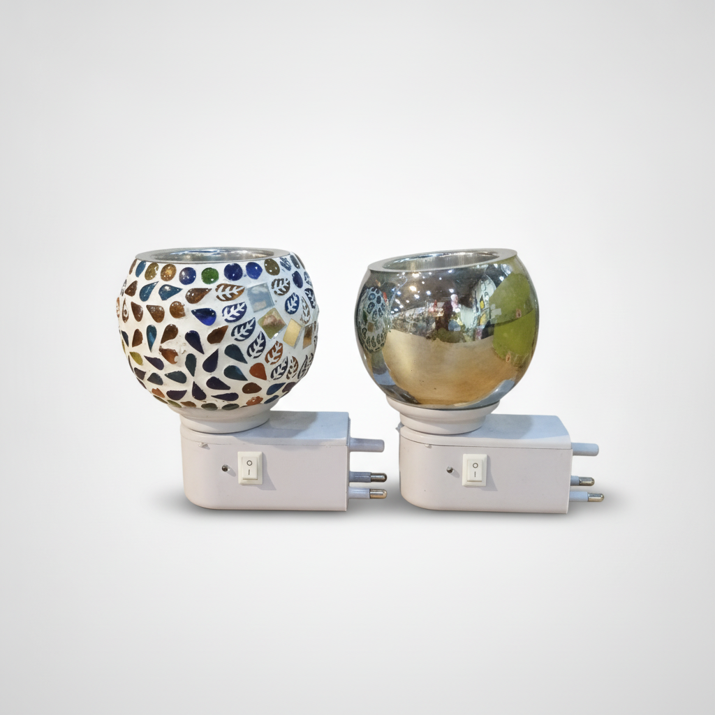 Electric Mosaic & Glass Aroma Oil Diffuser Warmer – Set of 2